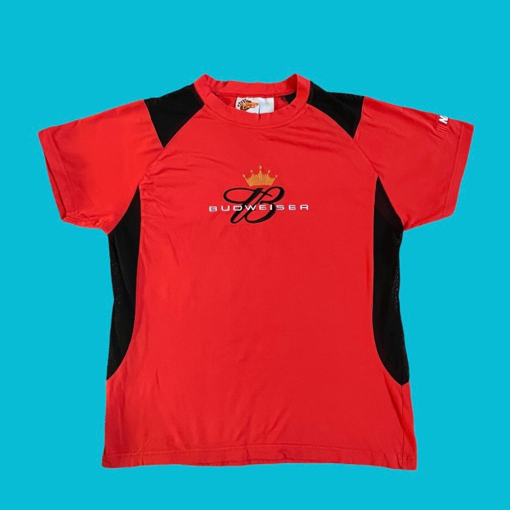 Winners Circle T-Shirt Nascar Dale Jr. Budweiser Embroidered Mesh Red Men Size L
